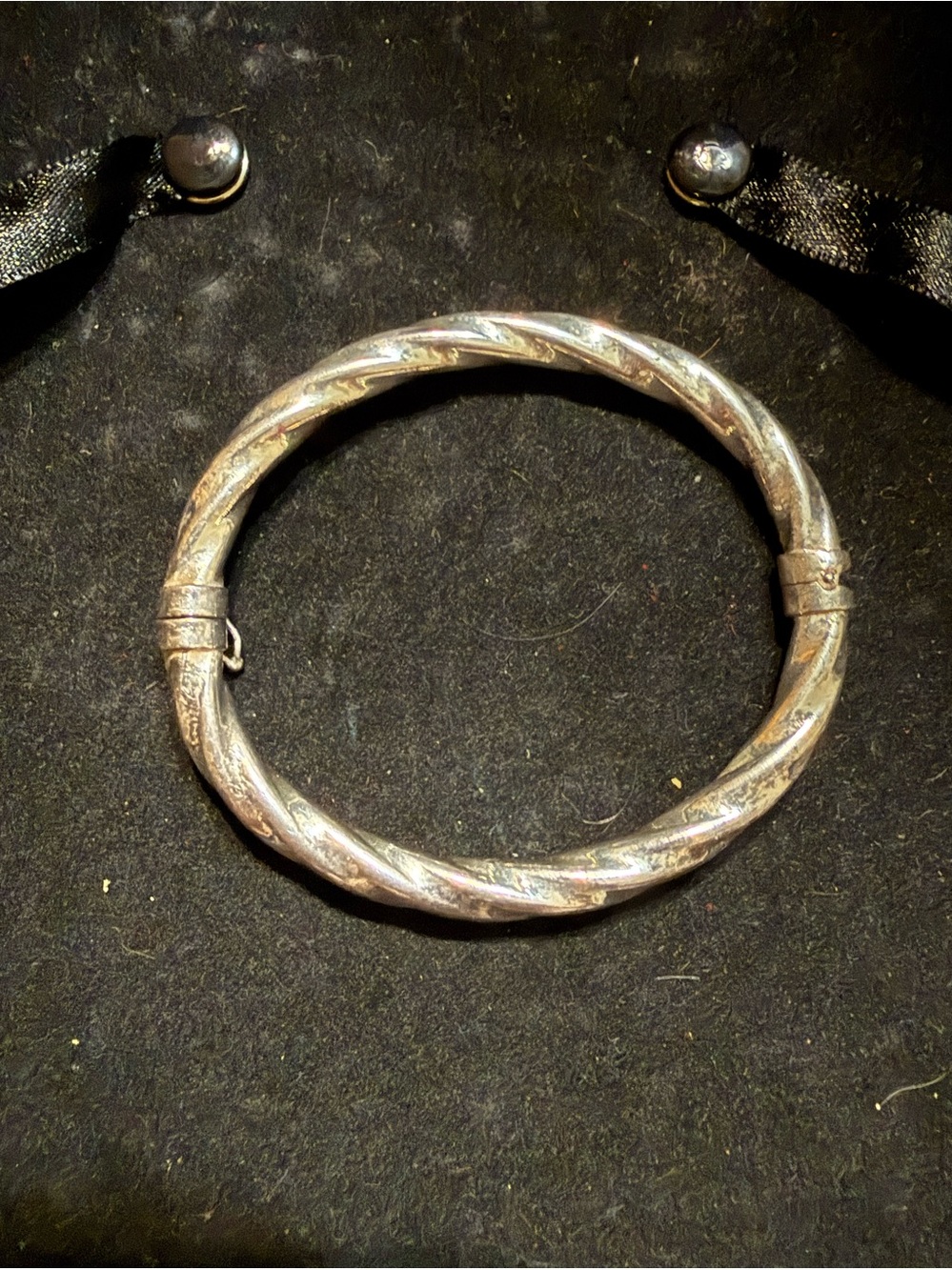 Classic Twisted Sterling Silver Hinged Bangle Bracelet